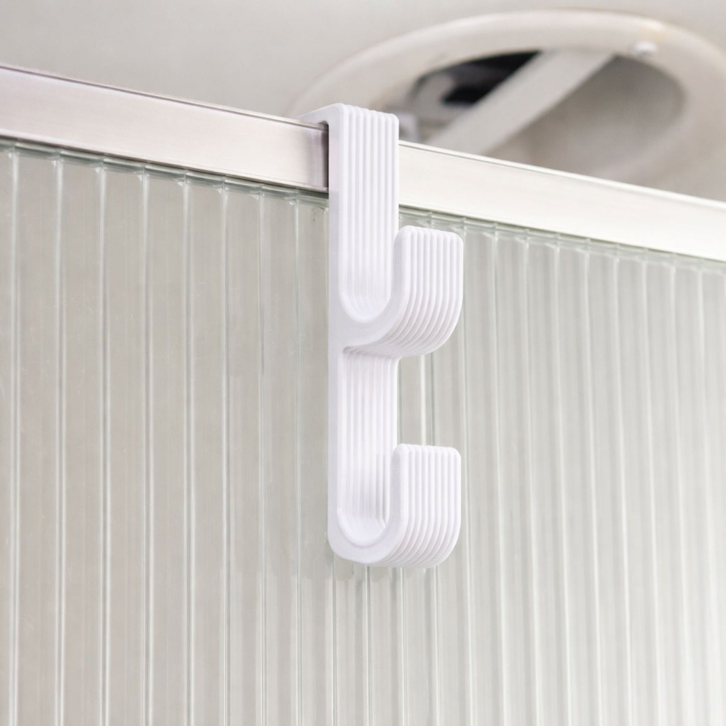 Shower Door Double Hook – Fluted Modern Design, Slide-On Organizer (Made for Airstream)
