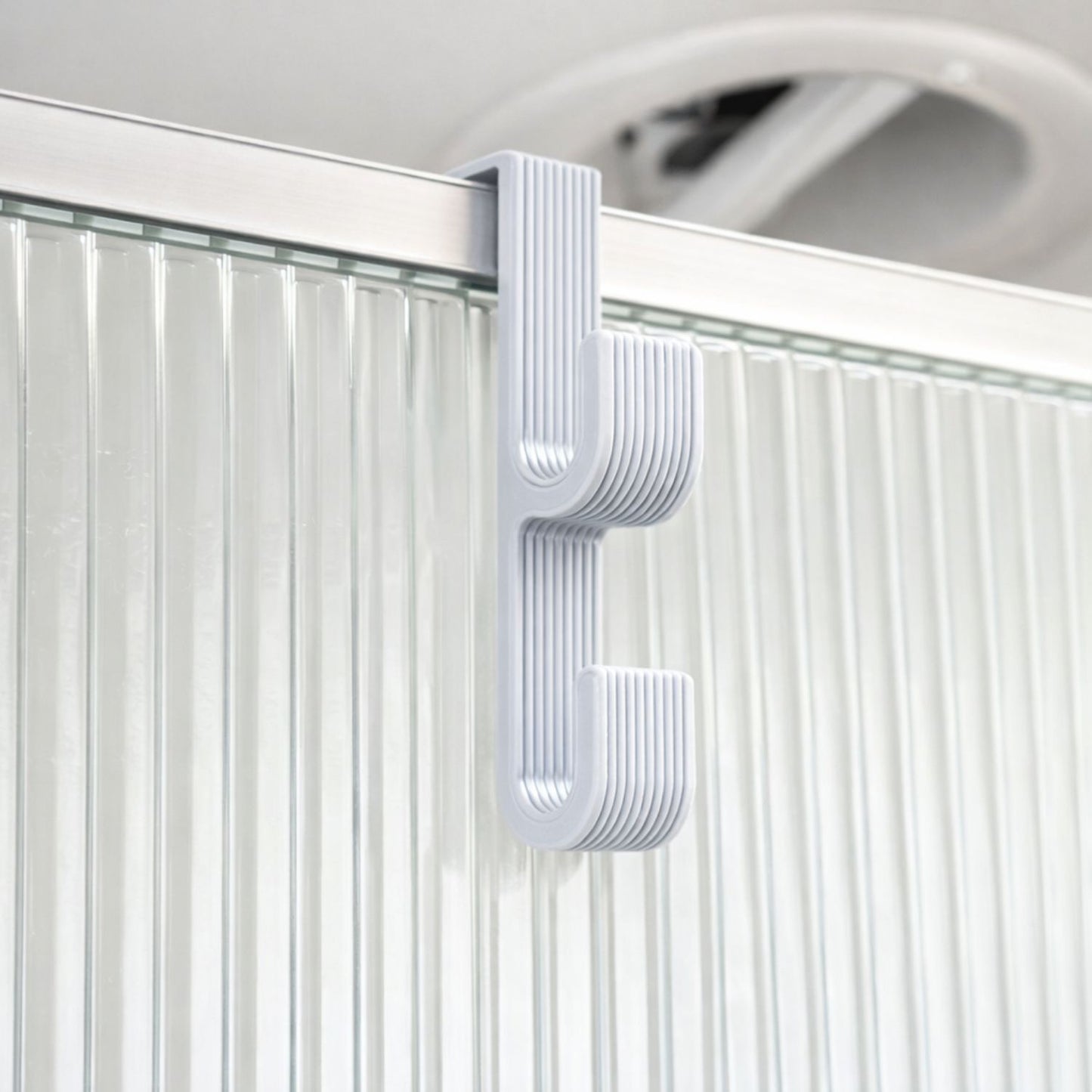 Shower Door Double Hook – Fluted Modern Design, Slide-On Organizer (Made for Airstream)