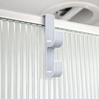 Shower Door Double Hook – Fluted Modern Design, Slide-On Organizer (Made for Airstream)