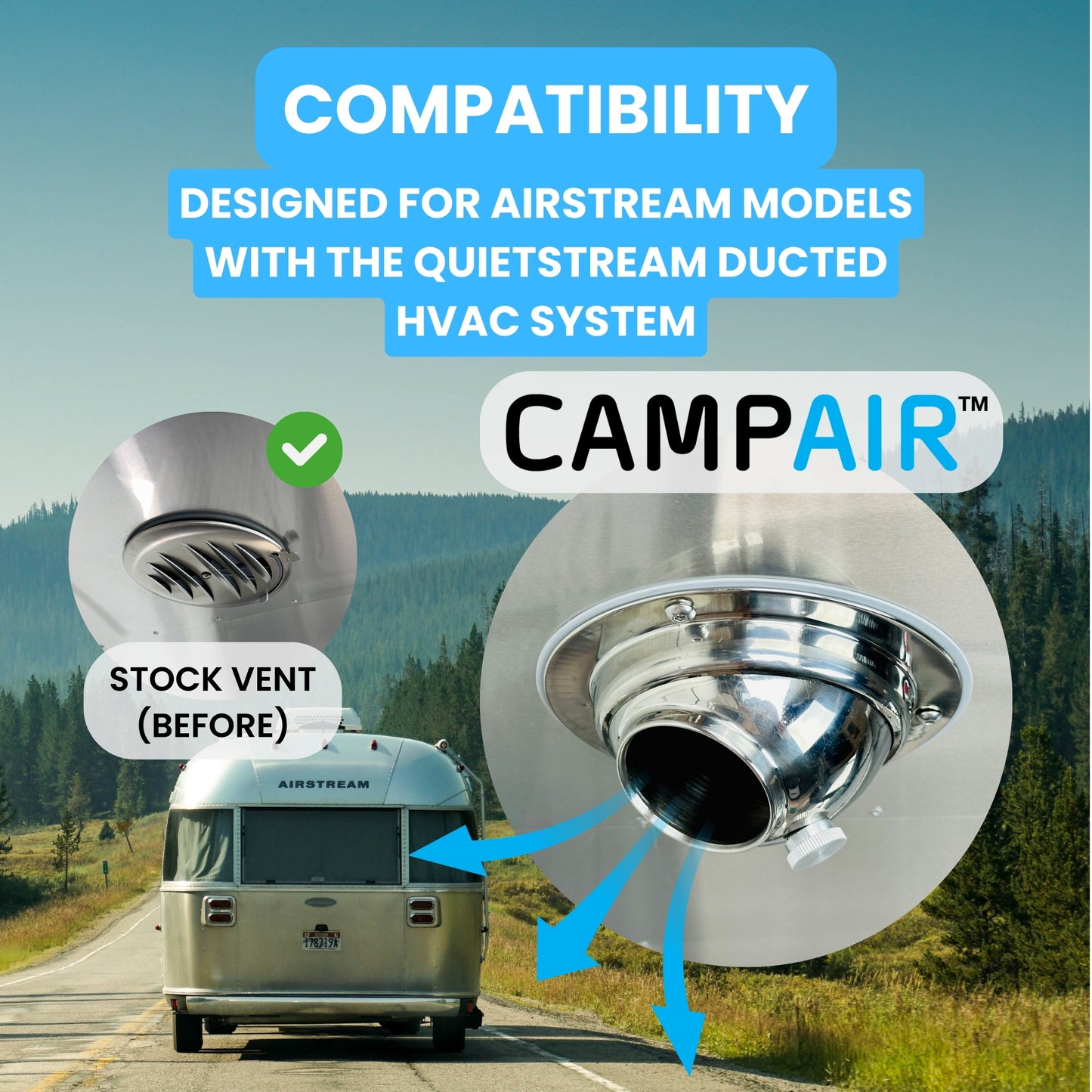 CAMPAIR High-Flow Spot Diffuser Air Vent For Airstreams Equipped With QuietStream Ducting