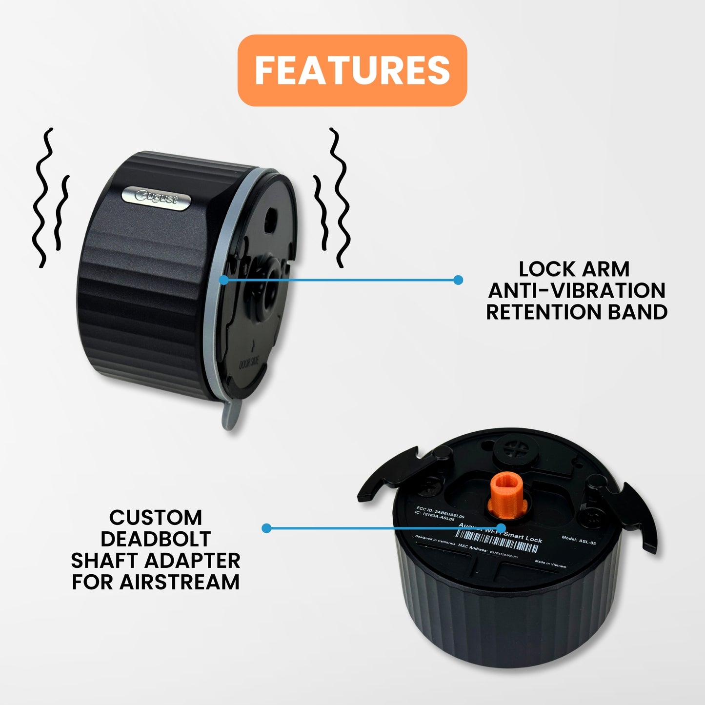 CAMPAIR Smart Lock Integration Kit for Airstream – Compatible with August WiFi Smart Lock Gen 4 and Trimark Deadbolt