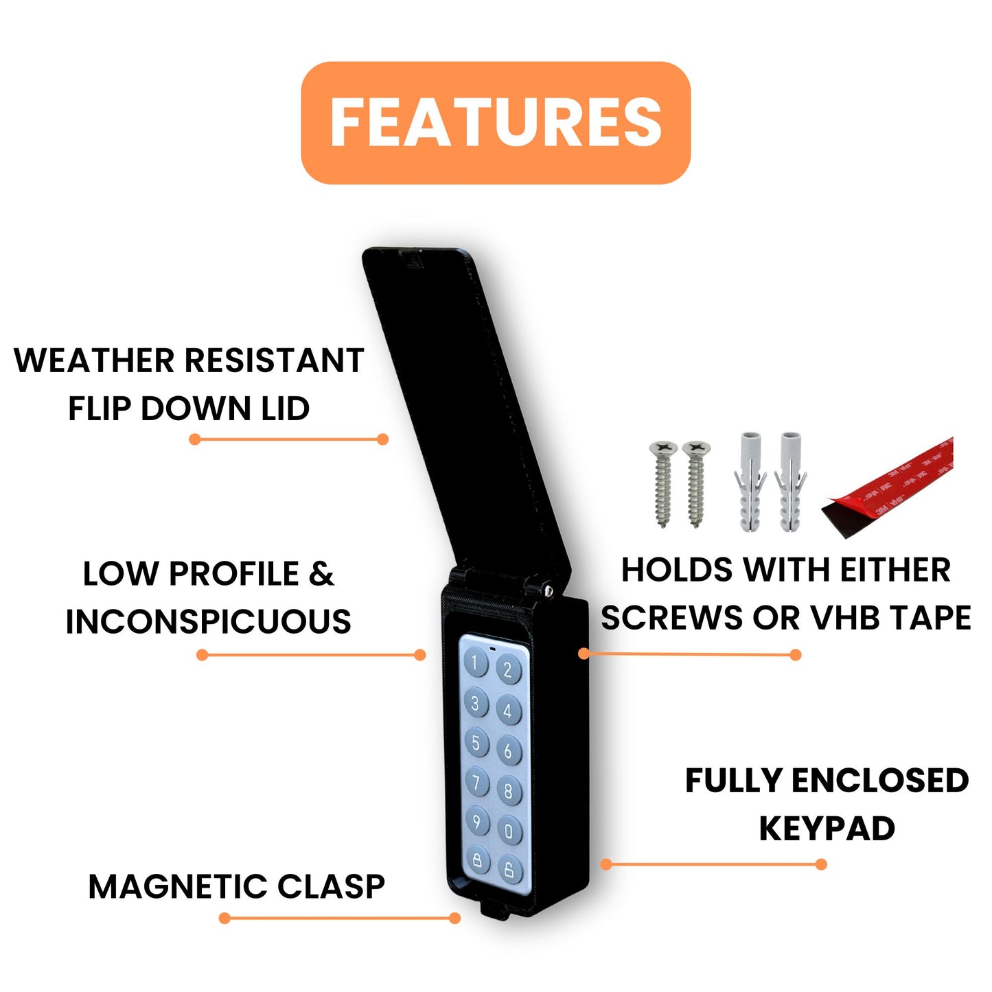 Wyze Lock Keypad Enclosure - Weather-Resistant Outdoor Housing With Magnetic Clasp