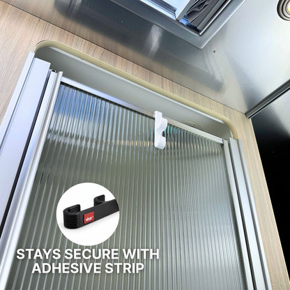 Shower Door Double Hook – Fluted Modern Design, Slide-On Organizer (Made for Airstream)