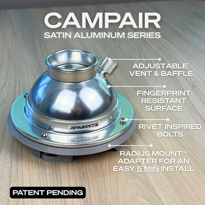 CAMPAIR High-Flow Spot Diffuser – Satin Aluminum Series with Radius Mount™ - For Airstreams with QuietStream Ducting