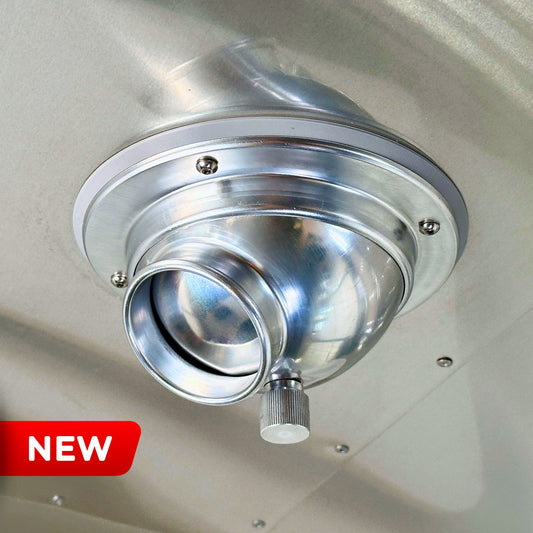 CAMPAIR High-Flow Spot Diffuser – Satin Aluminum Series with Radius Mount™ - For Airstreams with QuietStream Ducting