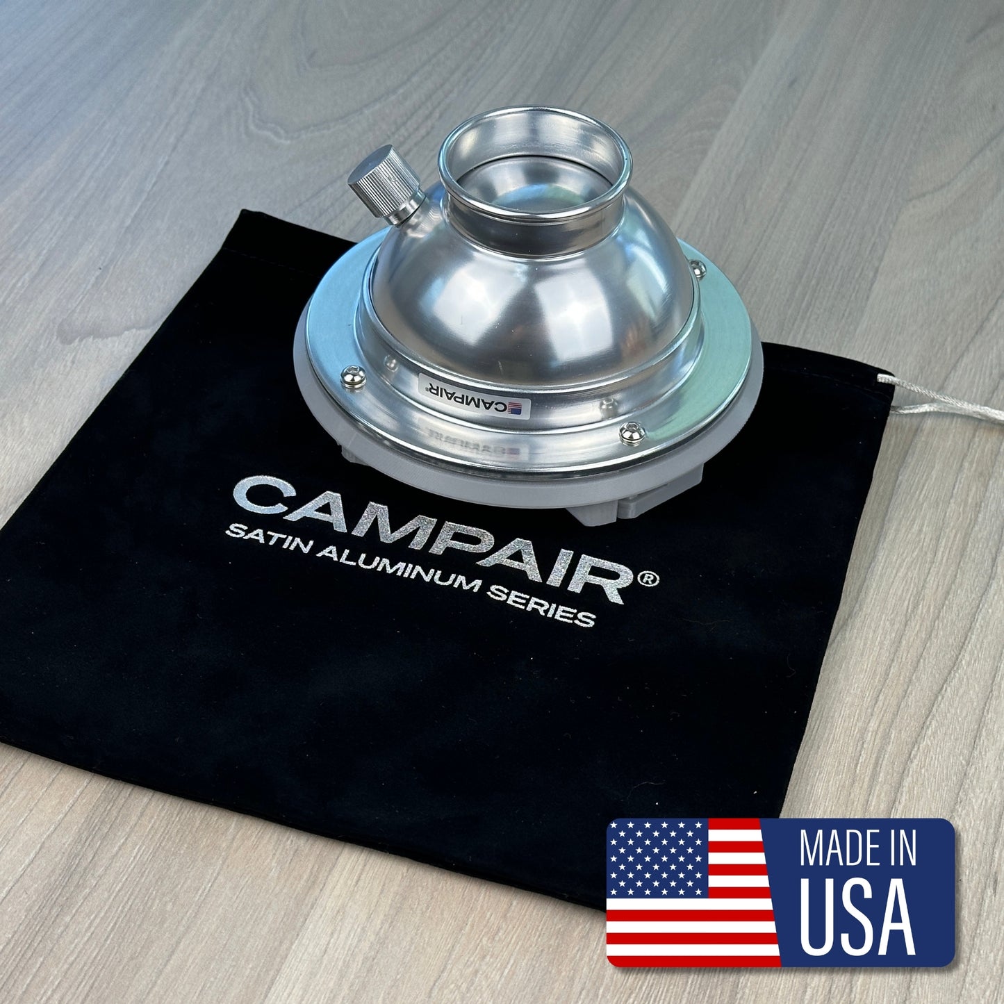 CAMPAIR High-Flow Spot Diffuser – Satin Aluminum Series with Radius Mount™ - For Airstreams with QuietStream Ducting