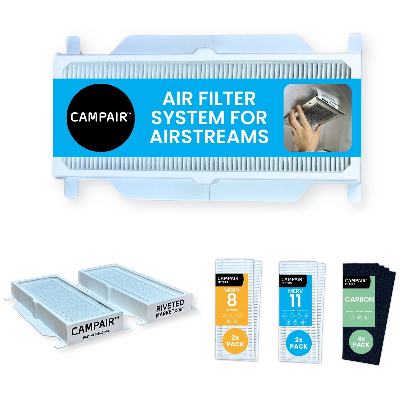 CAMPAIR Air Filter System For 2018+ Airstream Travel Trailers With QuietStream Ducted Air Conditioner HVAC Systems