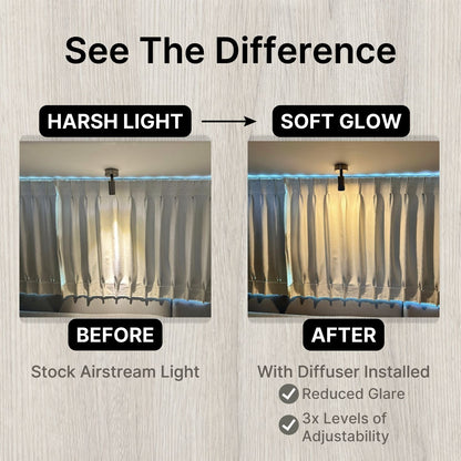 Reading Light Diffuser Covers For Airstream (2x Pack) – Glare Reduction with Adjustable Soft Glow (Spotlight & Gustafson Mini Compatible)