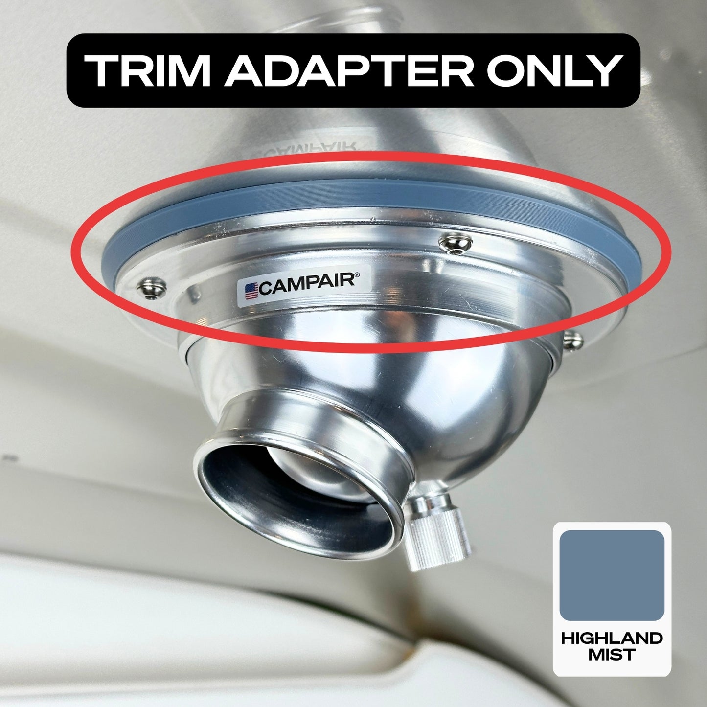 Swappable Trim Ring Adapters for CAMPAIR Satin Aluminum Series Vents – Vent Color Customization For Airstream