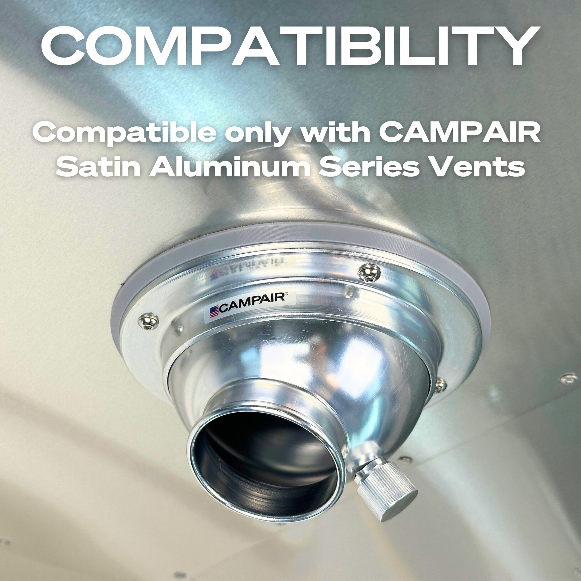 CAMPAIR Satin Aluminum Series vent trim ring adapters – compatible only with Satin Aluminum vents, not Steel Series