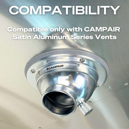 CAMPAIR Satin Aluminum Series vent trim ring adapters – compatible only with Satin Aluminum vents, not Steel Series