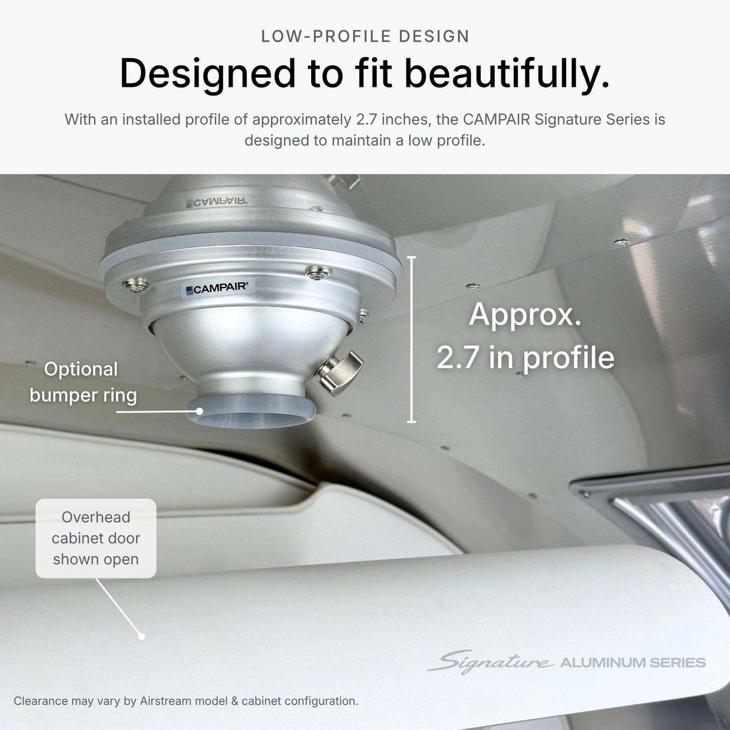 CAMPAIR High-Flow Spot Diffuser – Signature Aluminum Series with Radius Mount™ - For Airstreams with QuietStream Ducting (2015-Current)