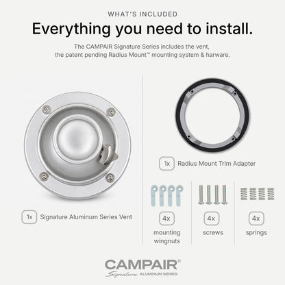 CAMPAIR High-Flow Spot Diffuser – Signature Aluminum Series with Radius Mount™ - For Airstreams with QuietStream Ducting (2015-Current)