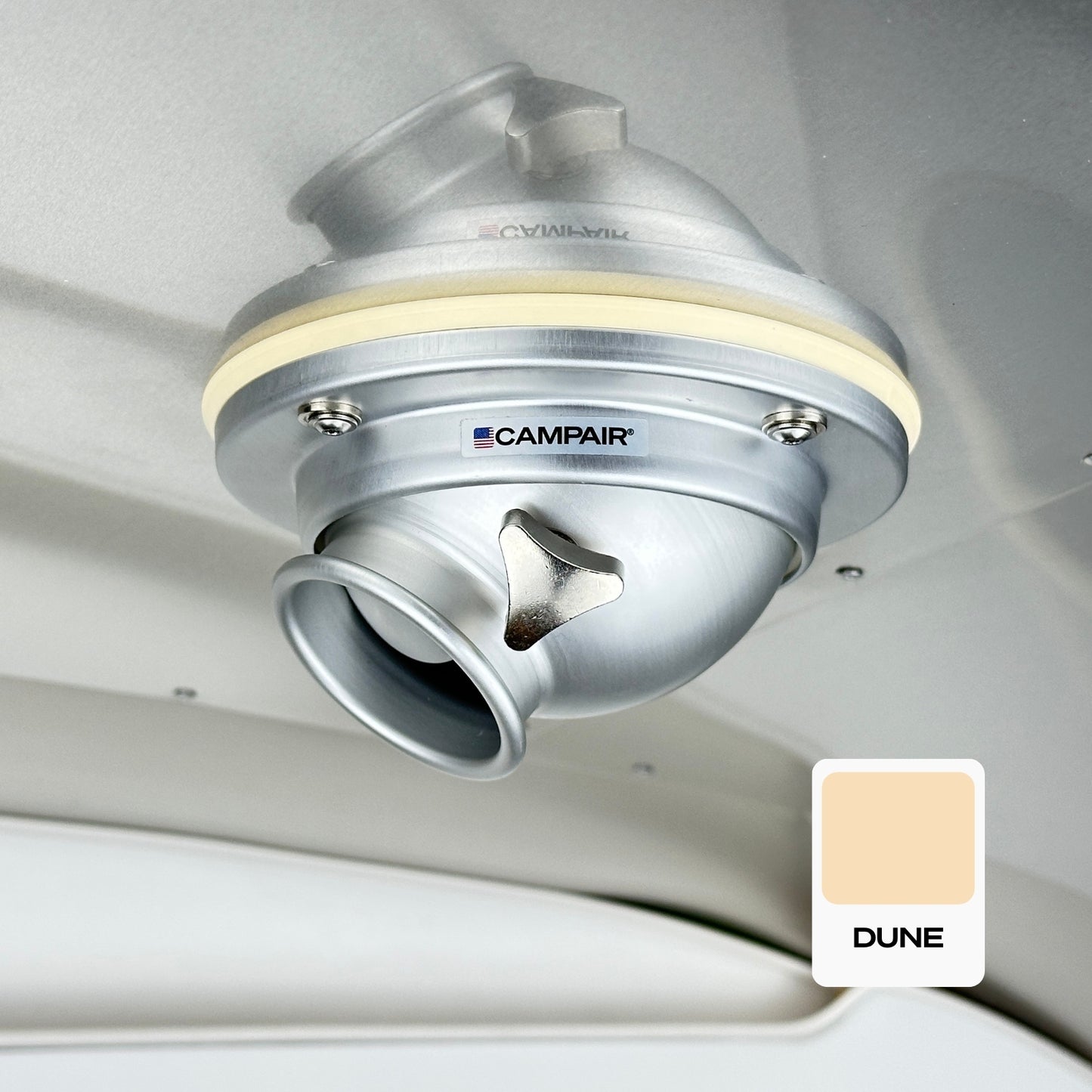 CAMPAIR High-Flow Spot Diffuser – Signature Aluminum Series with Radius Mount™ - For Airstreams with QuietStream Ducting (2015-Current)