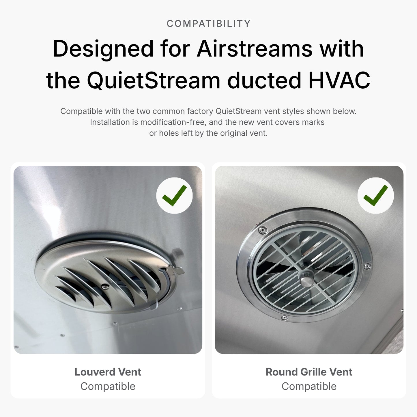 CAMPAIR High-Flow Spot Diffuser – Signature Aluminum Series with Radius Mount™ - For Airstreams with QuietStream Ducting (2015-Current)