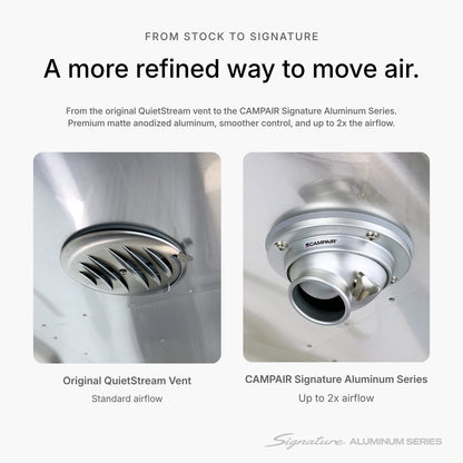 CAMPAIR High-Flow Spot Diffuser – Signature Aluminum Series with Radius Mount™ - For Airstreams with QuietStream Ducting (2015-Current)