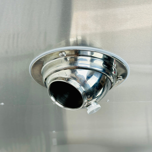 CAMPAIR Stainless Steel Spot Diffuser installed in Airstream QuietStream ceiling vent