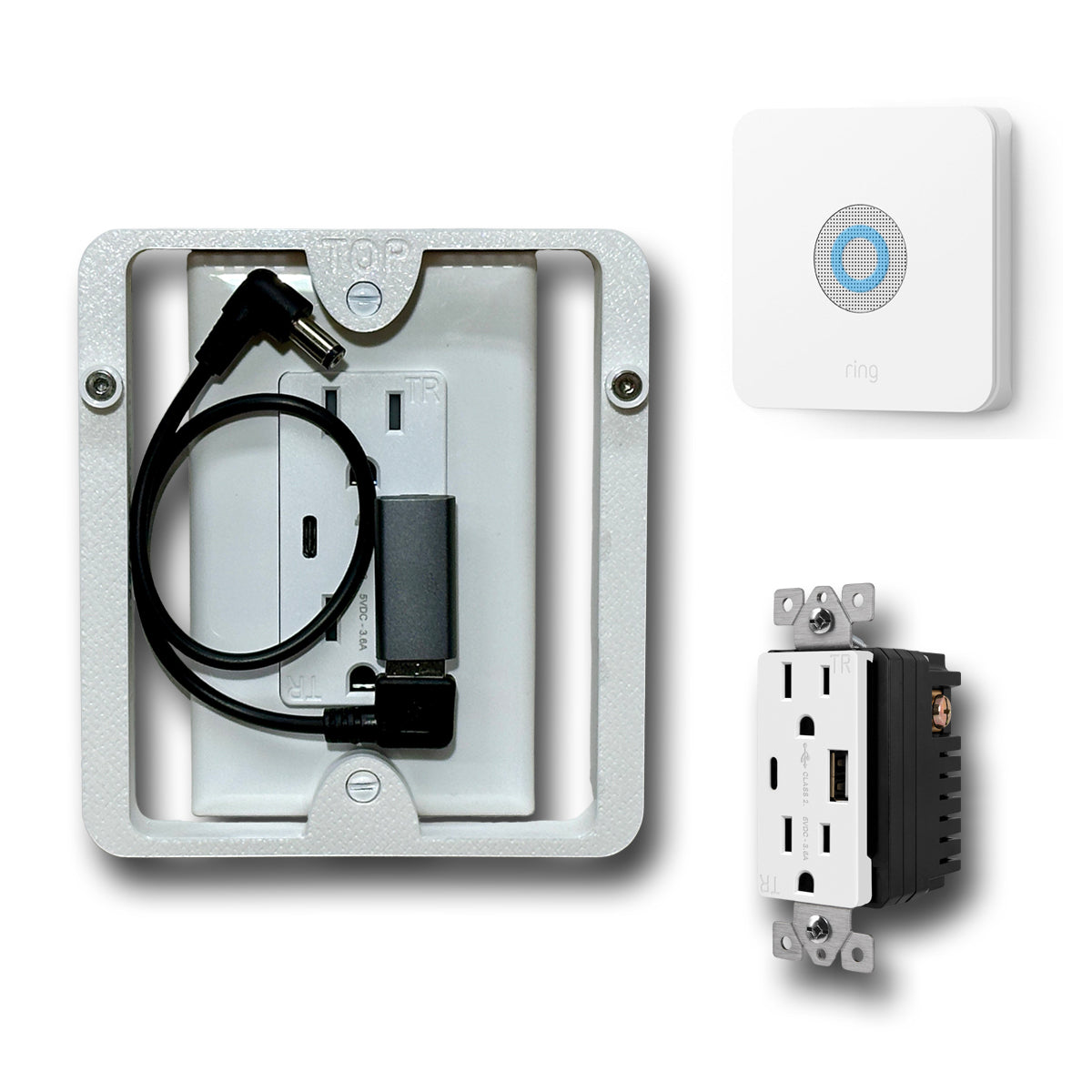 TwoUP Tech Wall Outlet Mount Kit (Outlet Replacement) for Ring Alarm Base Station Generation 1 & 2