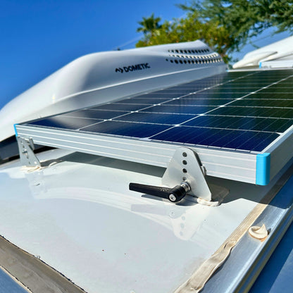 Radius Mount™ – Pivoting Quick Release, Drill-Free VHB Solar Panel Mounting System for Airstreams and Curved RV Roofs